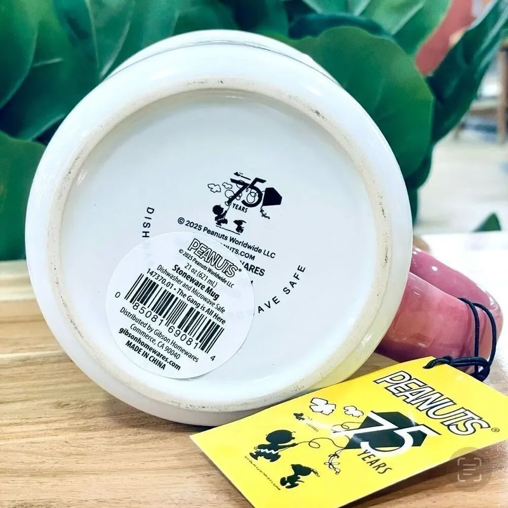 NWT Peanuts Snoopy & Friends “THE GANG’S ALL HERE” Green & White Jumbo 20 Oz Mug - Picture 9 of 12